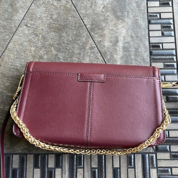 Michael Kors Sonia Medium Leather Shoulder Bag Merlot - Picture 2 of 16